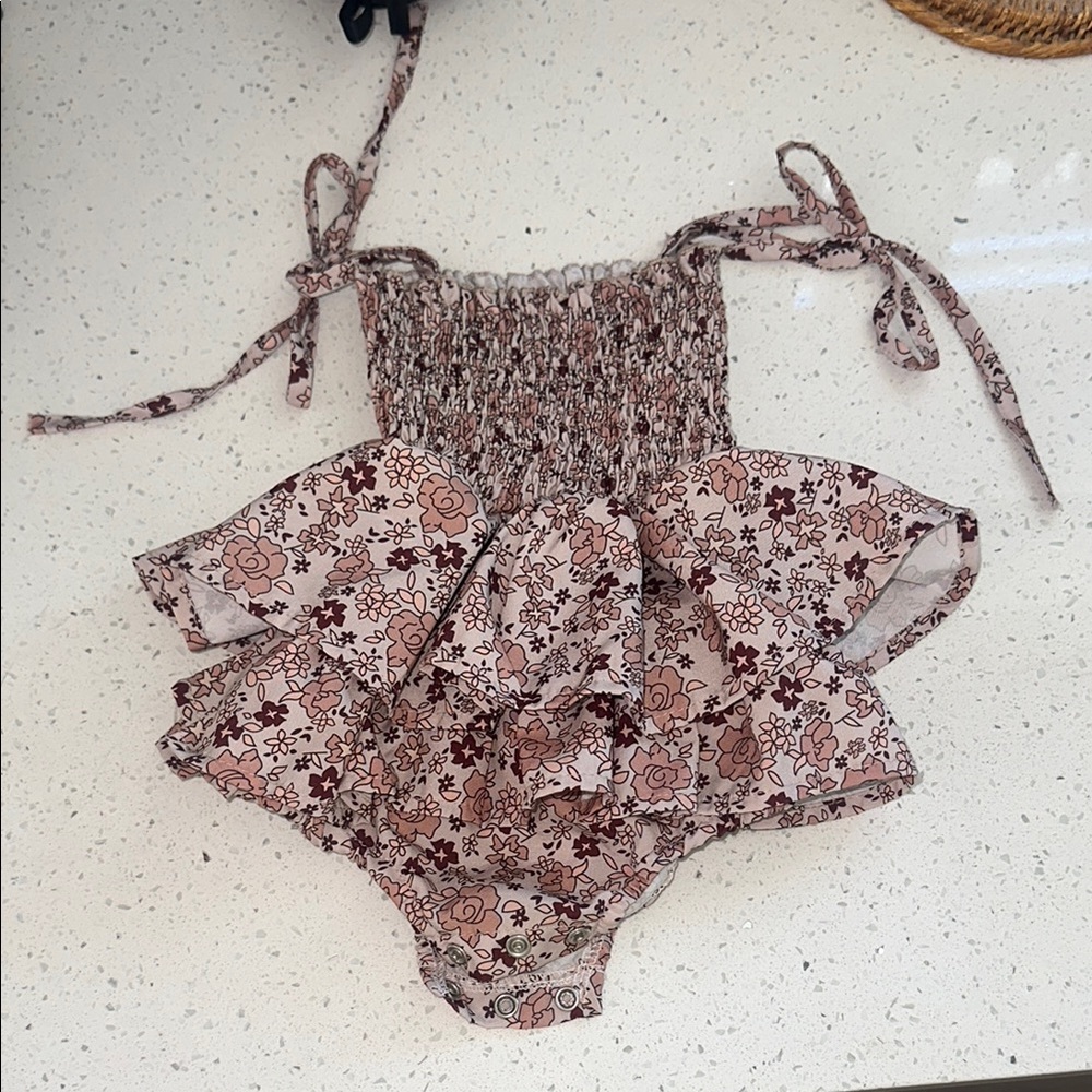 Floral Baby Romper with Ruffle Skirt